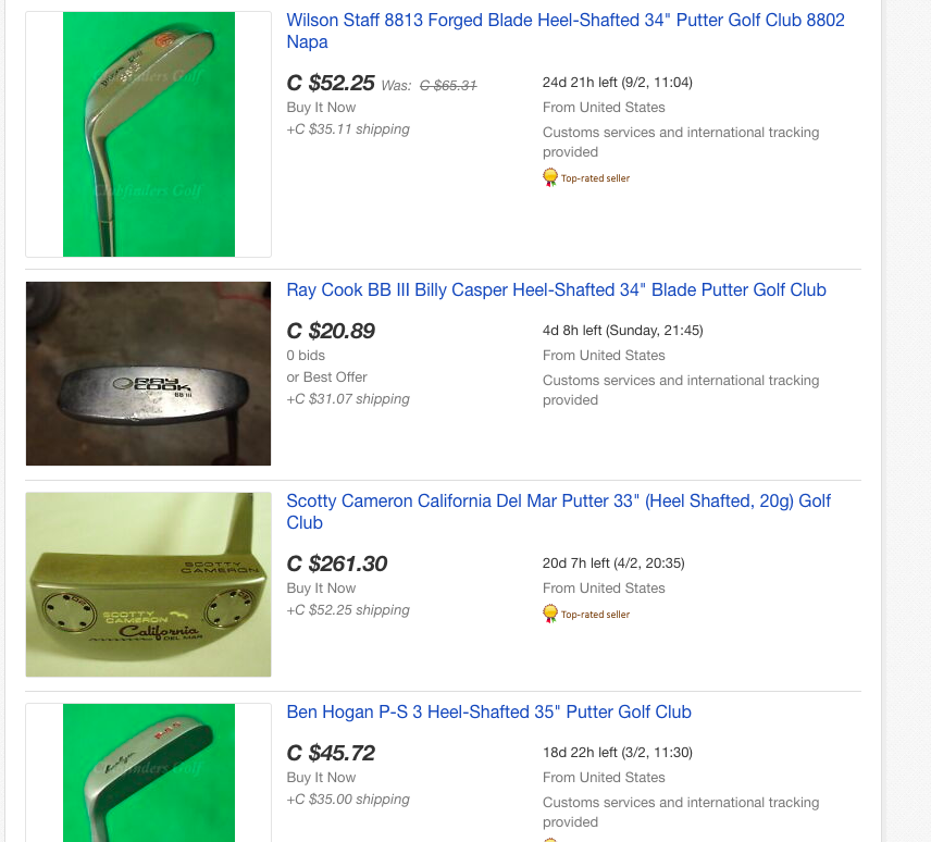 used heel shafted putter
